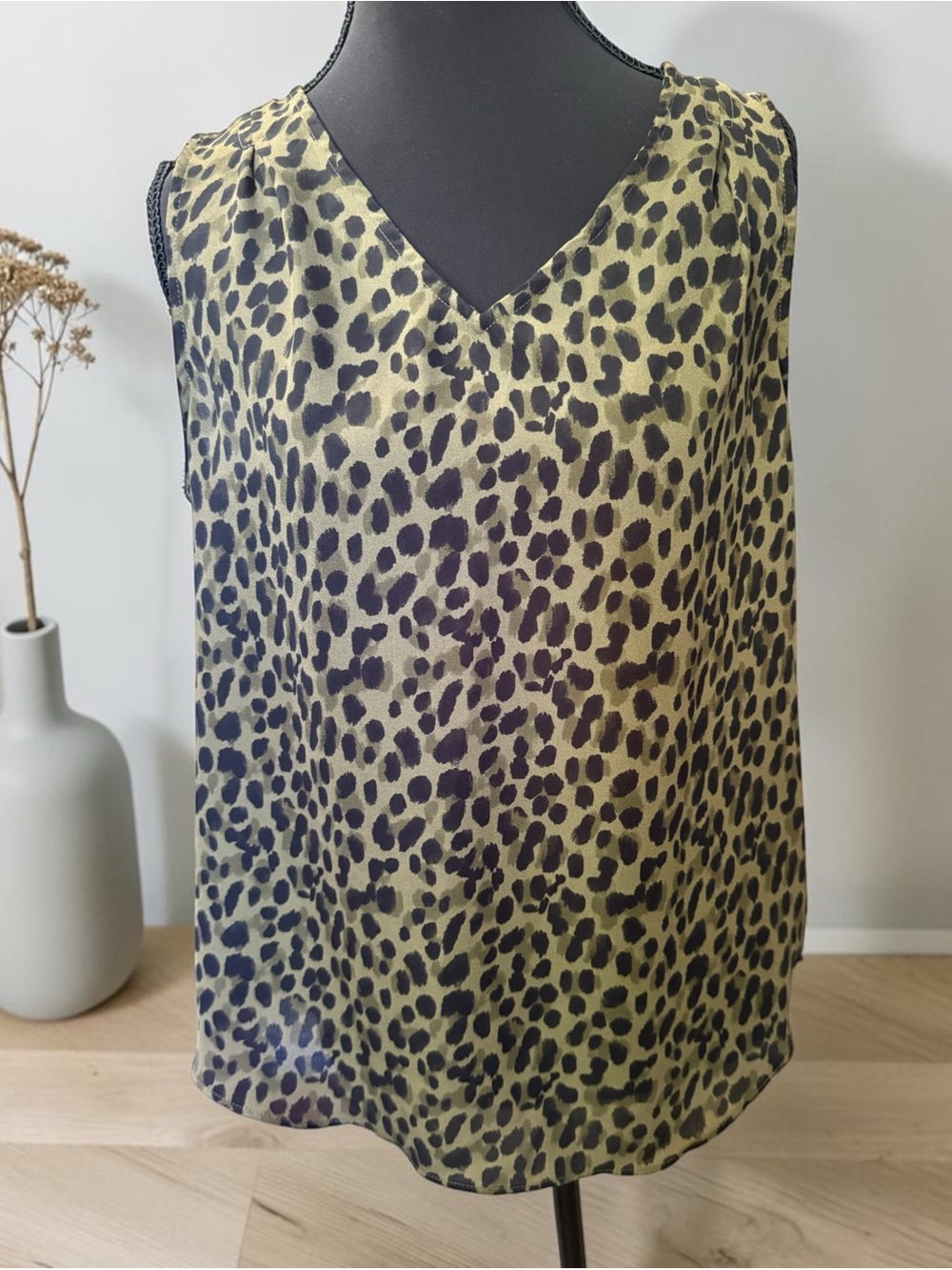 Banana Republic Olive/Black Leopard Print Sleeveless Top Sz Small